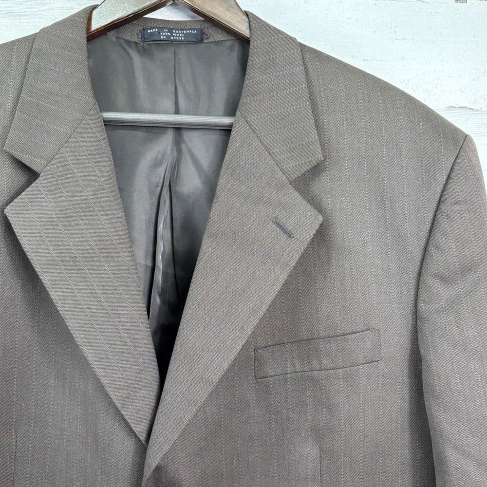 Paulo Solari Suit Jacket Blazer 46R‎ Brown Wool Athletic Fit Pinstripe Classic